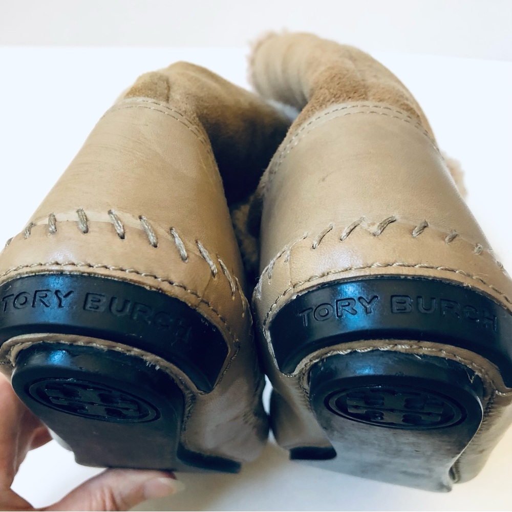 Tory Burch Suede & Leather Moccasin Boots Gently Used Size 6-1/2 - Picture 8 of 9